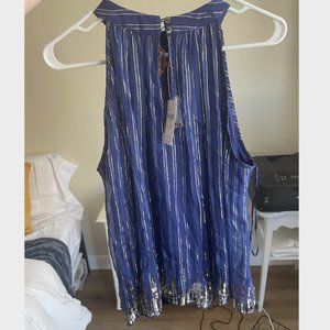 Anthropologie Ranna Gill Blue Sequined Top